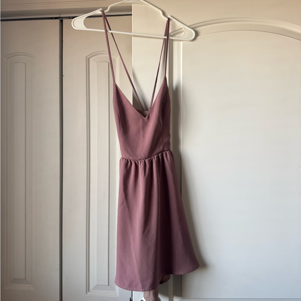 Tobi Dusty Rose Double-Strap Mini Dress